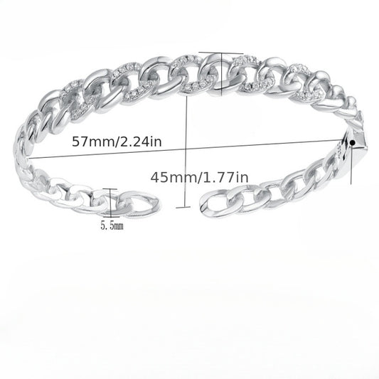 925 Silvery Set Moissanite Diamond Cuban Chain Bracelet Fashionable and Elegant Without Losing The Beauty of Both Men and Women Suitable for Daily Wear Birthday Parties Christmas Thanksgiving As A Gift To Family Friends Lovers Is A Very Decent Gift