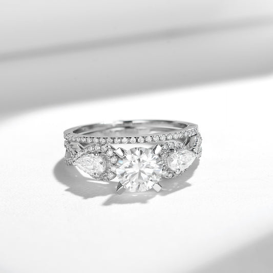 The New 6.5Mm Round 1 Carat Moissanite Ring Set for Men Is Versatile And Stackable