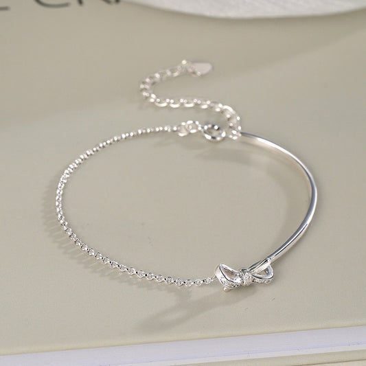 Half Bracelet Bow | Simple and Light Luxury Niche Bow Bracelet, Elegant Copper Design, Suitable for Daily and Vacation Occasions