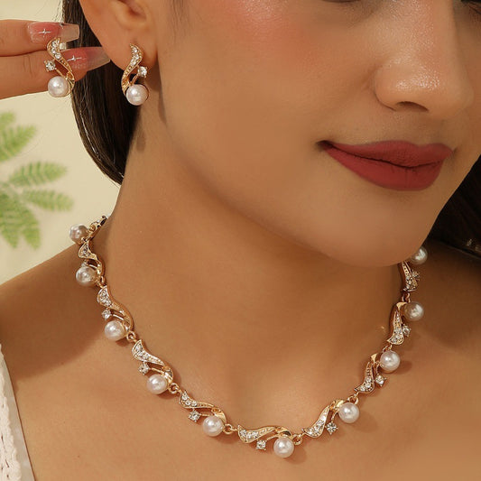 2pcs necklace set including beautiful necklace and stud earrings Women's jewelry set