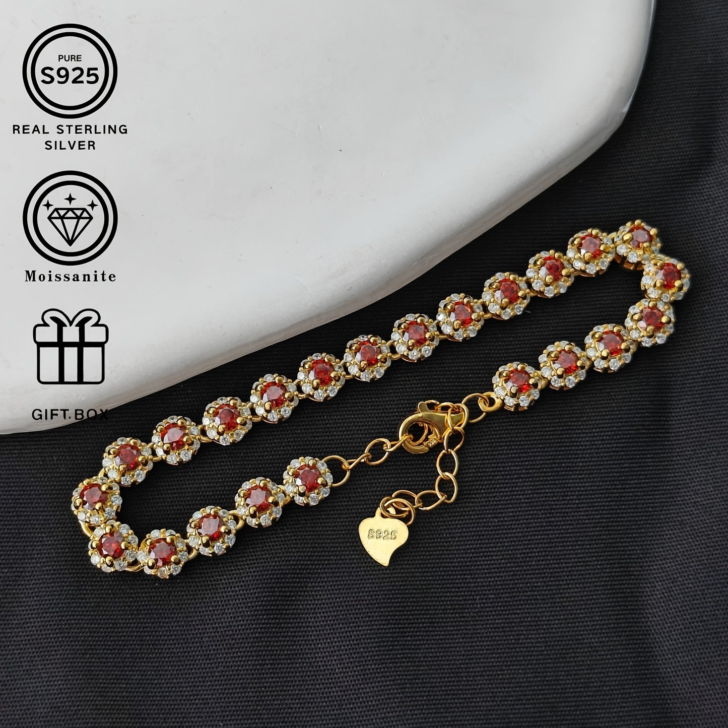 1pc, S925 925 Silver classic 0.1 carat Moissanite tennis bracelet, hypoallergenic for charming parties, a delicate and thoughtful gift for her or him, perfect for Christmas and Valentine's Day