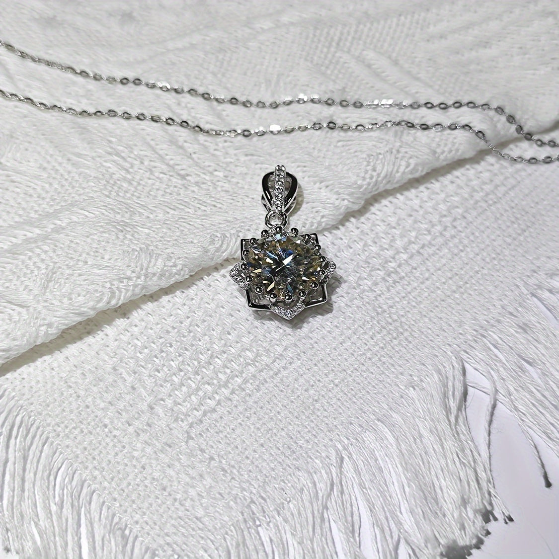 1pc Elegant Boho Style 925 Sterling Silver Pendant Necklace, 18K Golden Plated, with Moissanite, for Daily Wear & Parties, Perfect Christmas Gift