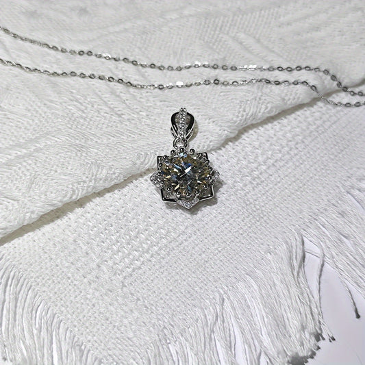 1pc Elegant Boho Style 925 Sterling Silver Pendant Necklace, 18K Golden Plated, with Moissanite, for Daily Wear & Parties, Perfect Christmas Gift