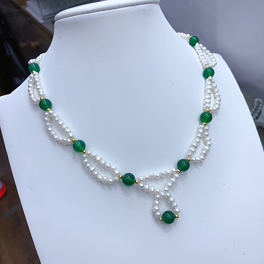 1pc Elegant Handcrafted Vintage Style Necklace, 3-4mm Mixed Color, Fashionable Chain with No Plating, Ideal Christmas Gift