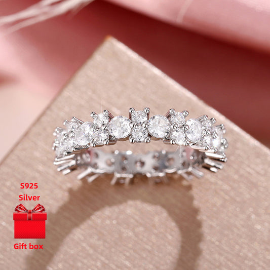 925 silver ring, round ring, elegant and exquisite, fashionable and personaliz. Ladies' rings, gift jewelry boxes, elegant ladies, suitable for birthday gifts, Christmas gifts, New Year gifts, Valentine's Day gifts, daily wear, Special Occasion
