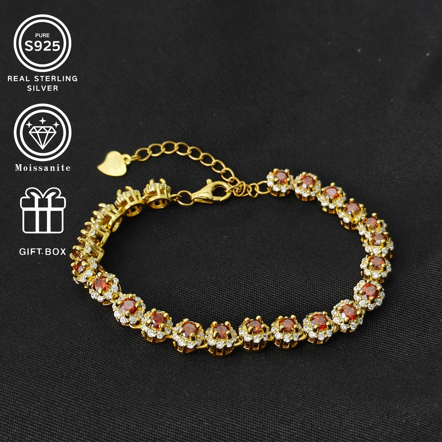 1pc, S925 925 Silver classic 0.1 carat Moissanite tennis bracelet, hypoallergenic for charming parties, a delicate and thoughtful gift for her or him, perfect for Christmas and Valentine's Day