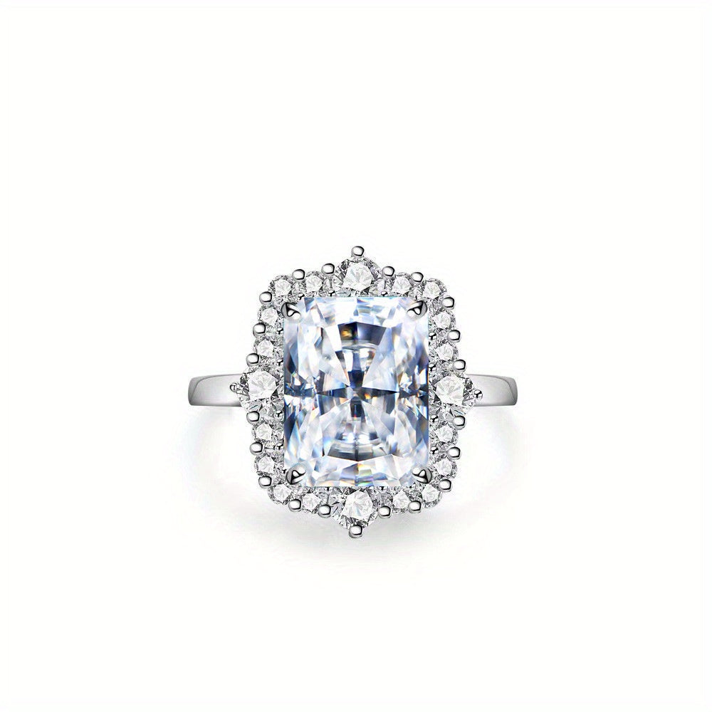 S925 Silver Moissanite Redion Cut 4-carat Set Stylish Moissanite Ring, Suitable for Banquets, Daily Wear, Valentine's Day, Marriage Proposals, Engagements, Weddings, Anniversaries, Birthday Gifts