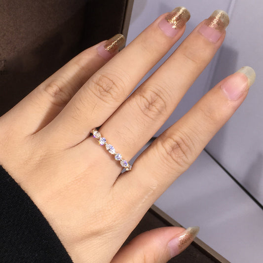 Elegant Women's Ring Golden Plated with Round Synthetic Synthetic Zirconia Classic Jewelry for Daily Wedding Gala