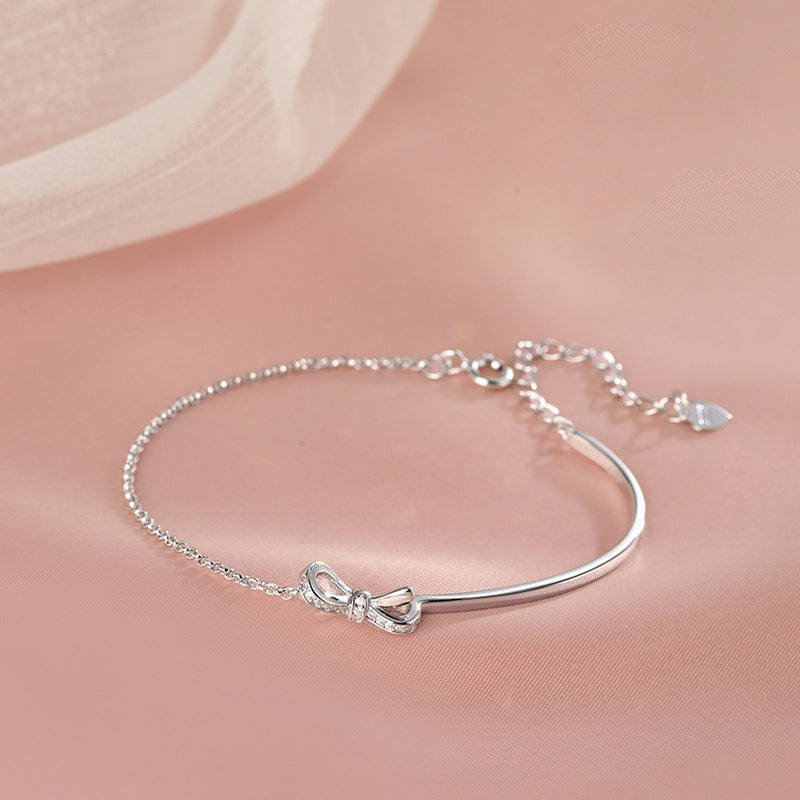 Half Bracelet Bow | Simple and Light Luxury Niche Bow Bracelet, Elegant Copper Design, Suitable for Daily and Vacation Occasions