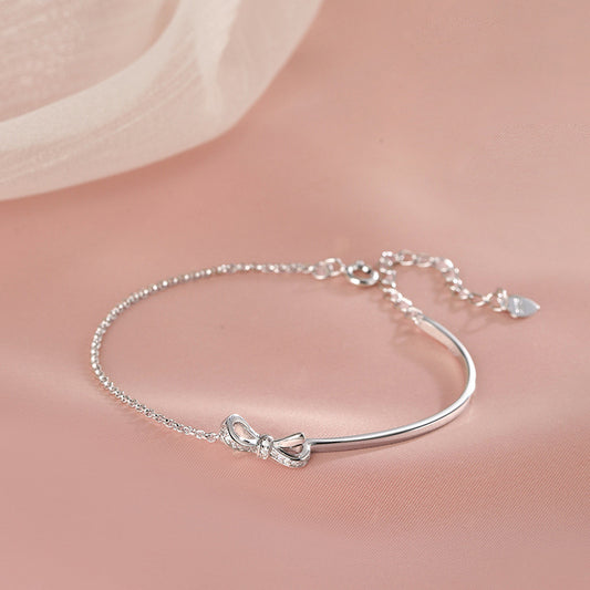 Half Bracelet Bow | Simple and Light Luxury Niche Bow Bracelet, Elegant Copper Design, Suitable for Daily and Vacation Occasions