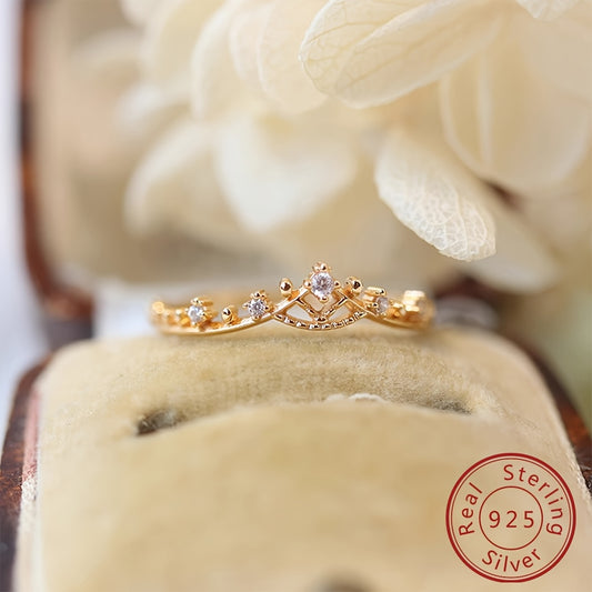 1pc S925 Sterling Silvery Ring Crown Japanese Style Sweet Vintage Hollow Lace Women's Jewelry Birthday Gift Valentine's Day Party Present