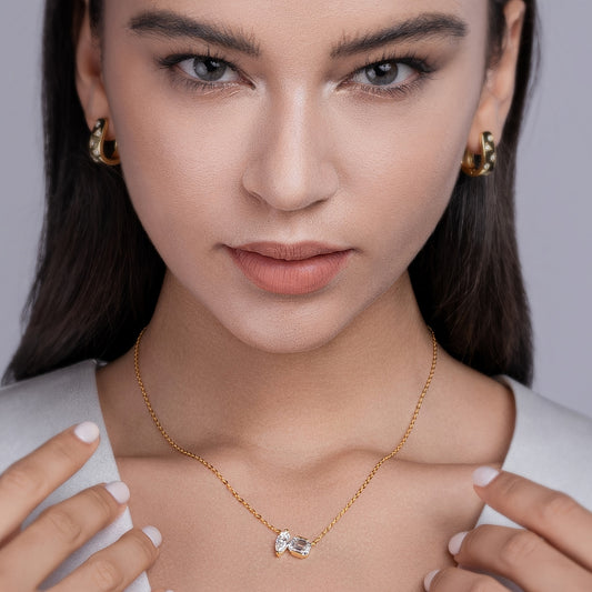 Horse Eye 5*10 & Octagonal 6*8 Moissanite Pendant Necklace, 925 Sterling Silvery, Suitable for Men And Women, Suitable for Banquets, Parties, Gifts for Boyfriends And Girlfriends, Classmates, Children, Mother's Day Gifts, Birthday Gifts