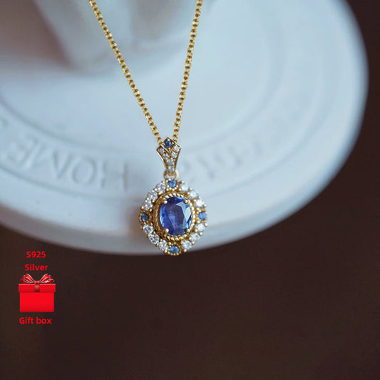 925 Silver Necklace. Luxurious Palace Style Accessories, Oval Pendant, Vintage Design Necklace. Ladies' Necklace, Complimentary Jewelry Box, Birthday Gift. Valentine'S Day Gift. Holiday Gifts for Daily Use.