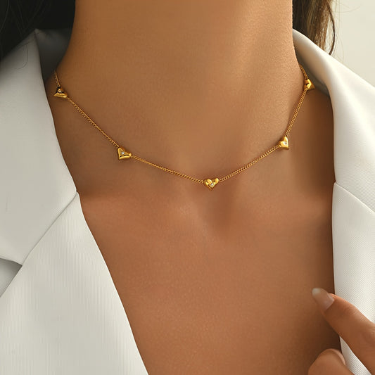 Lxalry 18K Golden-Plated Heart Necklace - Stainless Steel Hypoallergenic Jewelry, Tarnish-Free Minimalist Gift for Women, Wife, Mom, Girlfriend - Valentine's Day, Anniversary, Everyday Elegance