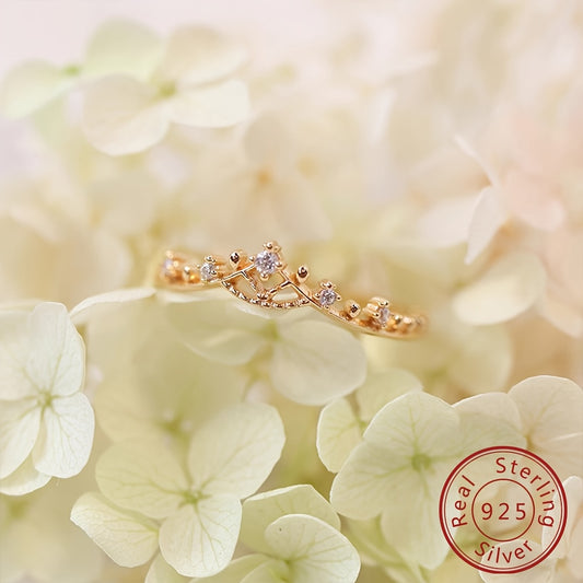 1pc S925 Sterling Silvery Ring Crown Japanese Style Sweet Vintage Hollow Lace Women's Jewelry Birthday Gift Valentine's Day Party Present