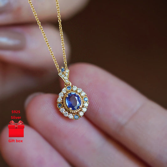 925 Silver Necklace. Luxurious Palace Style Accessories, Oval Pendant, Vintage Design Necklace. Ladies' Necklace, Complimentary Jewelry Box, Birthday Gift. Valentine'S Day Gift. Holiday Gifts for Daily Use.