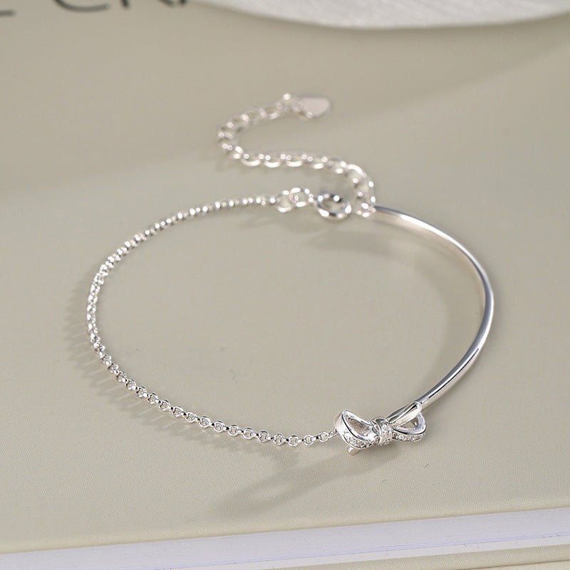 Half Bracelet Bow | Simple and Light Luxury Niche Bow Bracelet, Elegant Copper Design, Suitable for Daily and Vacation Occasions