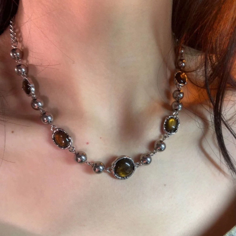 French High-End Necklace Summer Dopamine Bue Whiening Choker Necklace Hot Grl Cros-Flower Collarbone Chain Summer