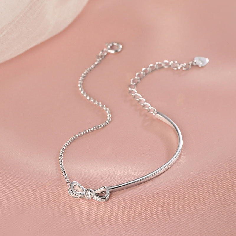 Half Bracelet Bow | Simple and Light Luxury Niche Bow Bracelet, Elegant Copper Design, Suitable for Daily and Vacation Occasions