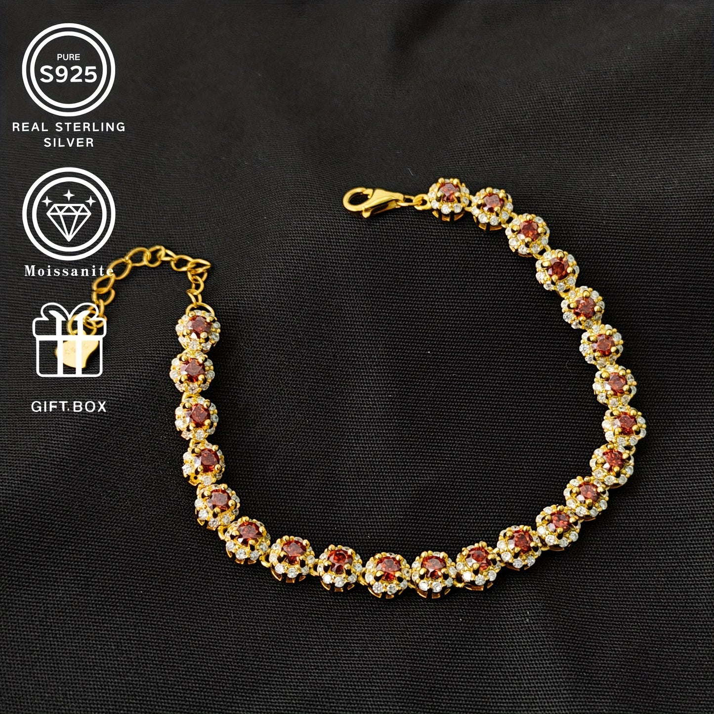 1pc, S925 925 Silver classic 0.1 carat Moissanite tennis bracelet, hypoallergenic for charming parties, a delicate and thoughtful gift for her or him, perfect for Christmas and Valentine's Day