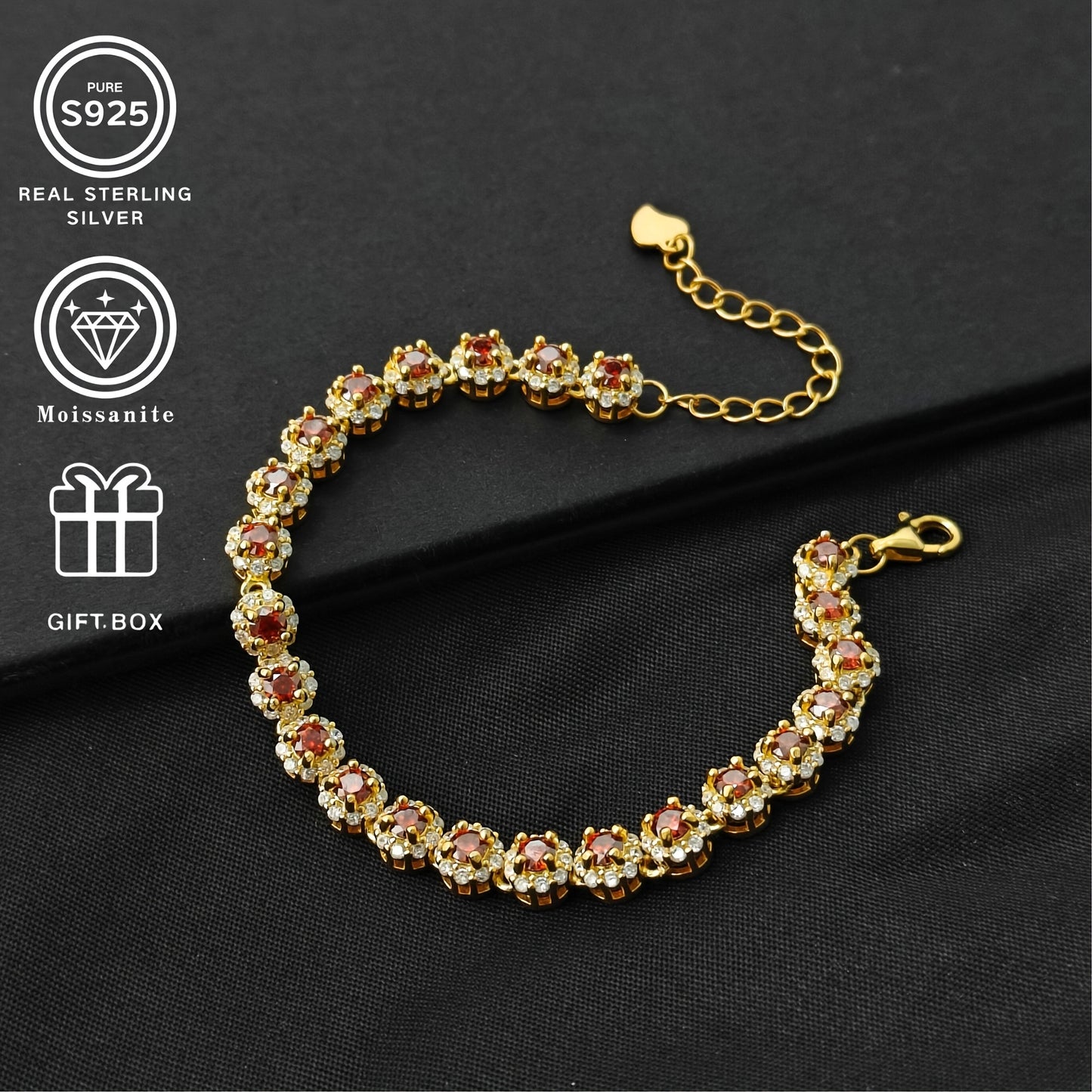 1pc, S925 925 Silver classic 0.1 carat Moissanite tennis bracelet, hypoallergenic for charming parties, a delicate and thoughtful gift for her or him, perfect for Christmas and Valentine's Day