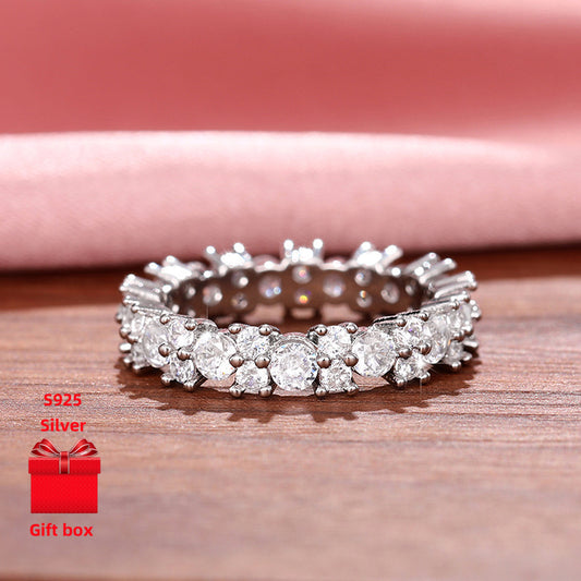 925 silver ring, round ring, elegant and exquisite, fashionable and personaliz. Ladies' rings, gift jewelry boxes, elegant ladies, suitable for birthday gifts, Christmas gifts, New Year gifts, Valentine's Day gifts, daily wear, Special Occasion