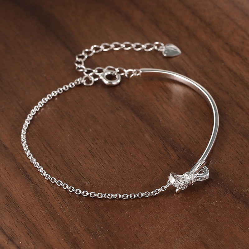 Half Bracelet Bow | Simple and Light Luxury Niche Bow Bracelet, Elegant Copper Design, Suitable for Daily and Vacation Occasions