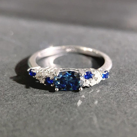 S925 Sterling Silvery 1 Carat 5*7 Oval Egg-Shaped Colorful Moissanite Commitment Ring Men And Women Anniversary Valentine'S Day Gift