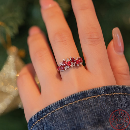 925 Silver Ring 1pc 925 Silver Boho-Inspired Stackable Ring with Cubic Zirconia | Lightweight, Vintage Style, Perfect for Daily Wear, Gifts, Parties & Holidays, Festive Gift Ring