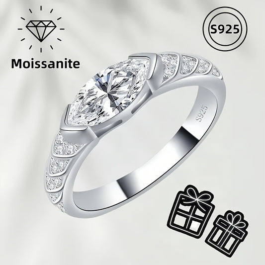 S925 Silver Ring, D Color VVS1 High Quality Jewelry, Engagement Wedding Ring, Comes With GRA Certificate, Perfect For Valentine'S Day, Christmas, Mother'S Day, Anniversary Or Birthday Gift
