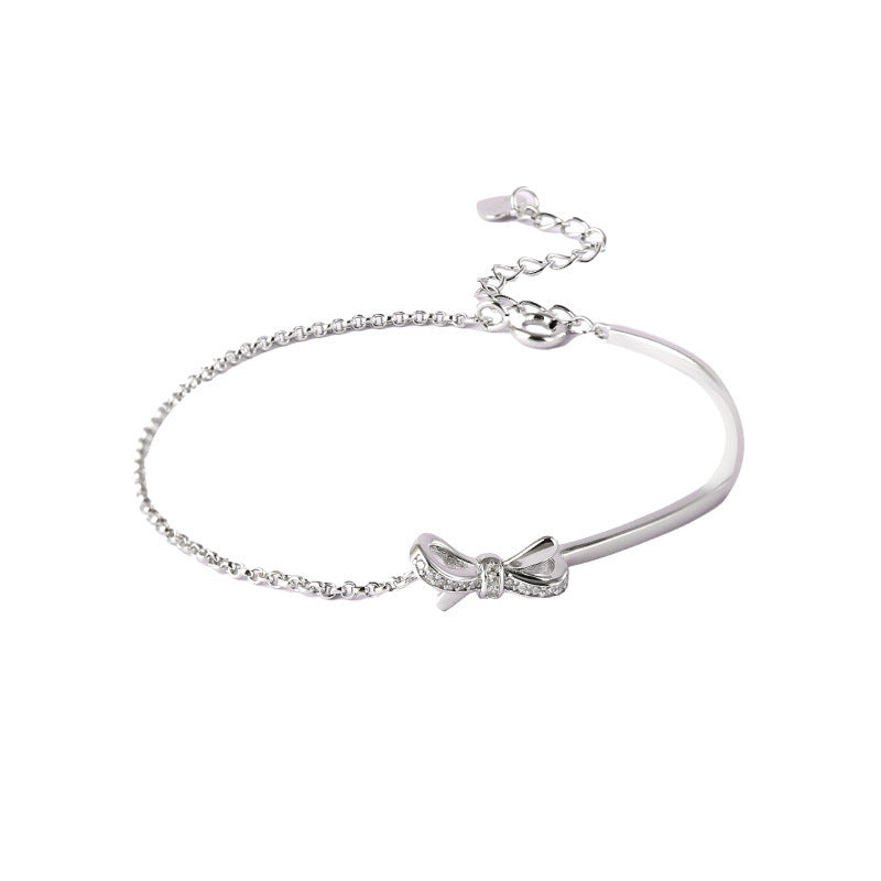 Half Bracelet Bow | Simple and Light Luxury Niche Bow Bracelet, Elegant Copper Design, Suitable for Daily and Vacation Occasions