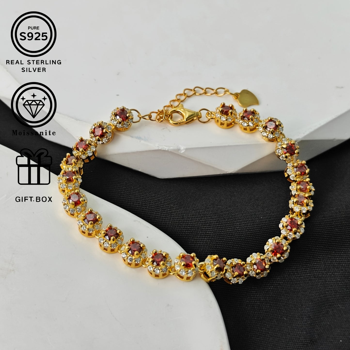 1pc, S925 925 Silver classic 0.1 carat Moissanite tennis bracelet, hypoallergenic for charming parties, a delicate and thoughtful gift for her or him, perfect for Christmas and Valentine's Day